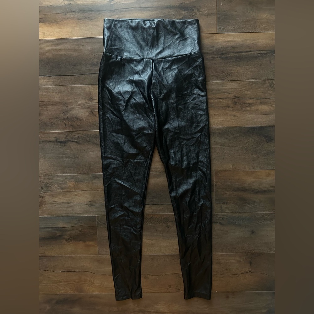 Beautiful Bag Faux Leather Leggings High Waist Black Vegan Pants M 28
